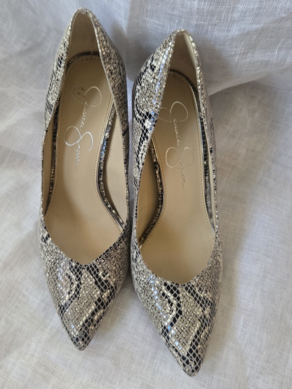 Jessica Simpson Snake-Print Pointed Toe Pumps - Sz 8.5